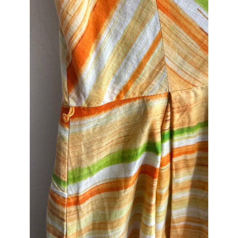 Kasper A-Line Dress Womens Size 4 Orange Striped Summer Brunch Sleeveless Bow - Picture 6 of 13